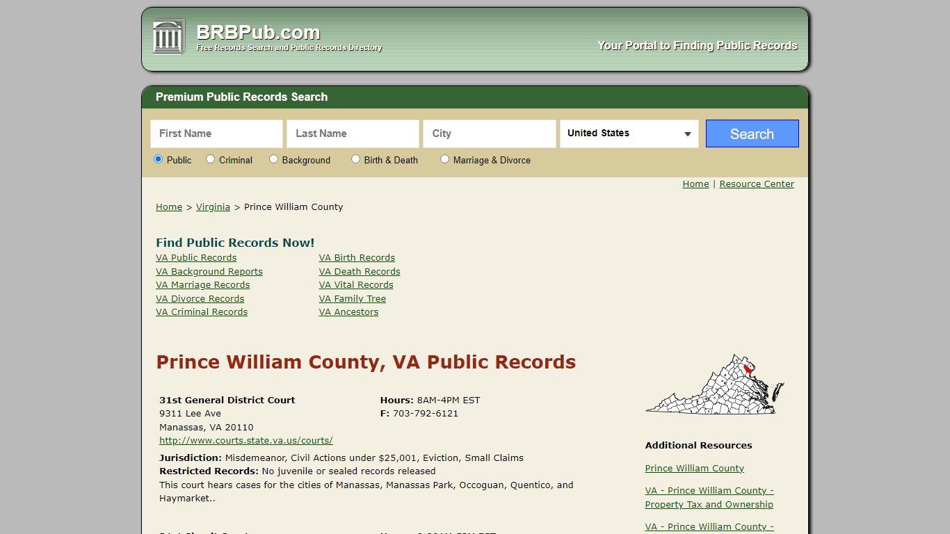 Prince William County, VA Public Records - BRB Pub