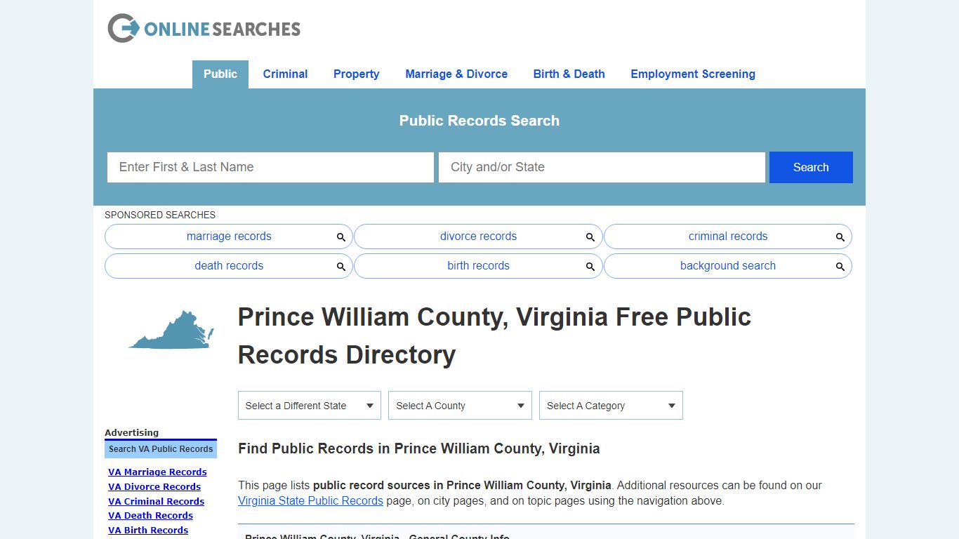 Prince William County, Virginia Public Records Directory